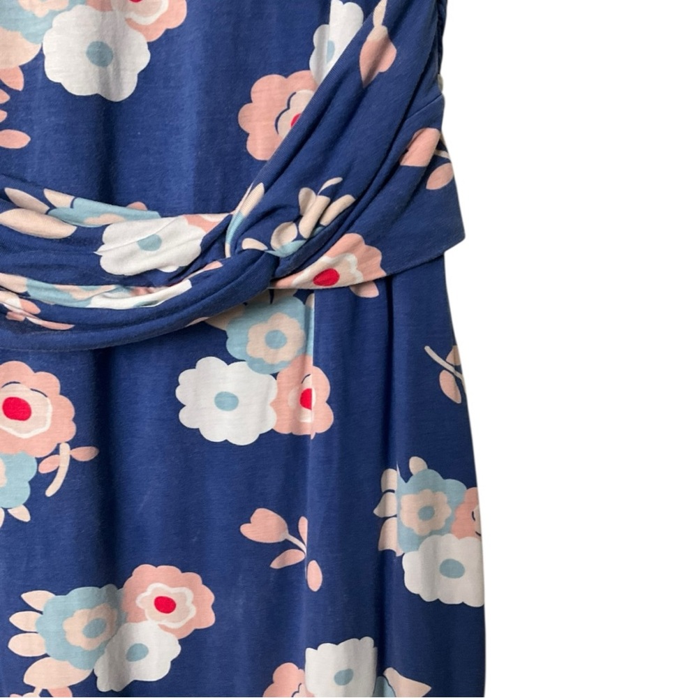 Boden Terese Jersey Dress Ruched Waist Detail Blue Floral 6 - Picture 7 of 9
